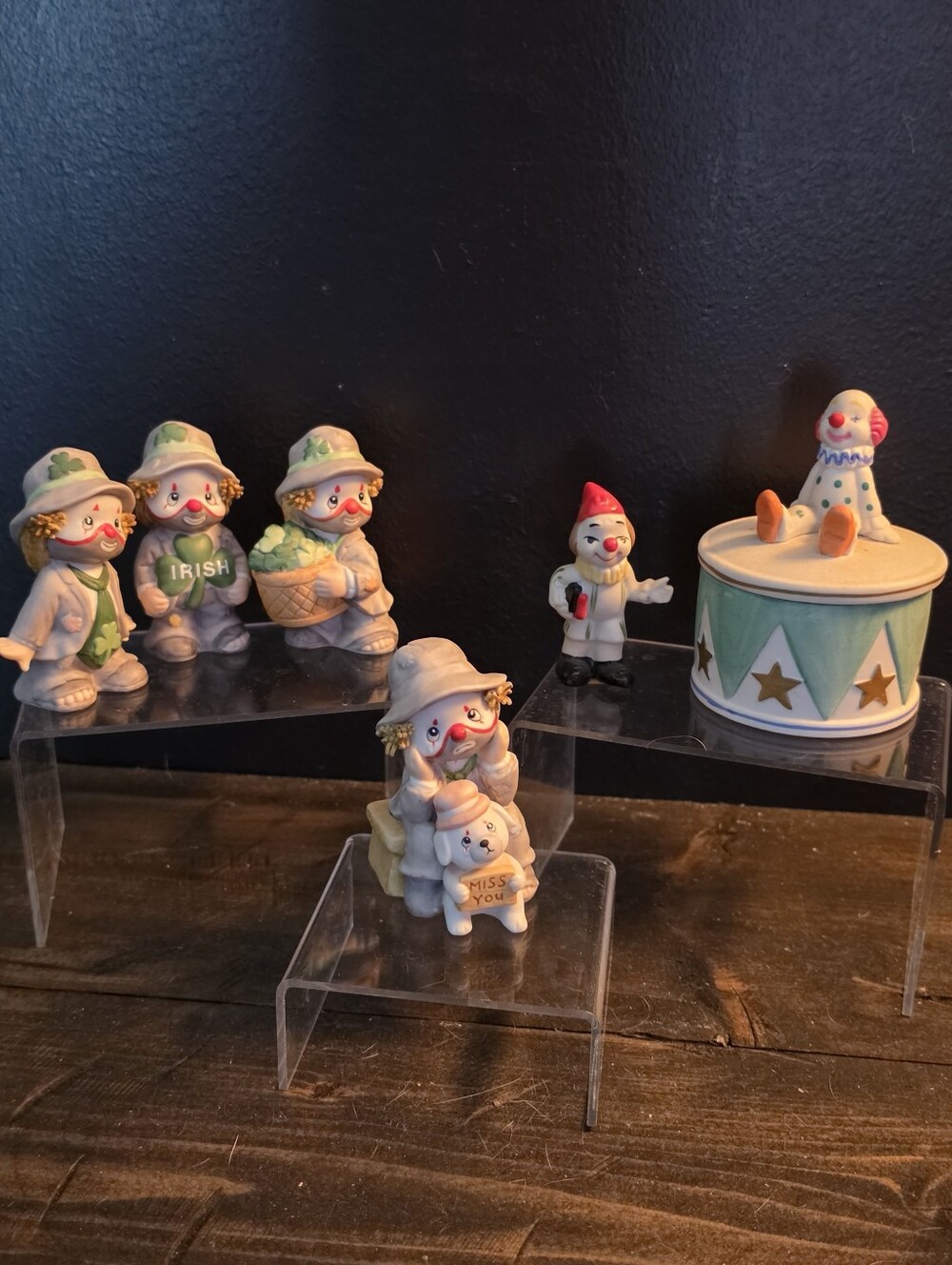 Vintage Porcelain Clown Figurine Lot of 6 Enesco Li'l Vagabond Made In Malaysia
